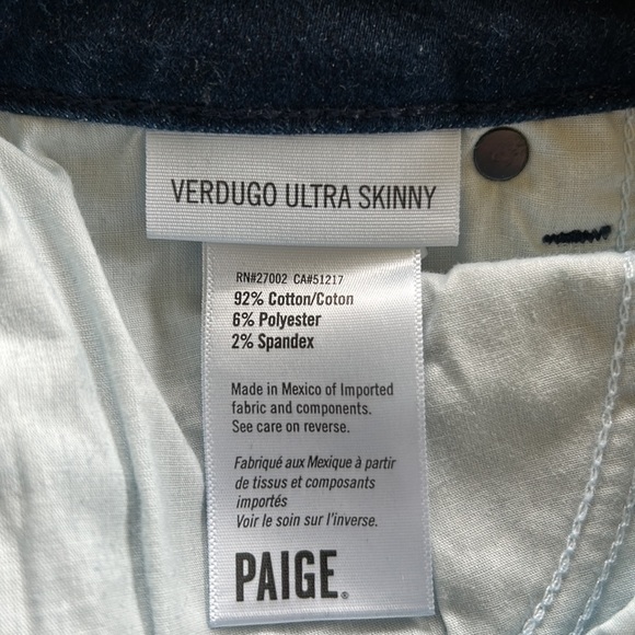 Paige dark wash women’s Verdugo ultra skinny denim jeans size 26 EUC. - Picture 5 of 5